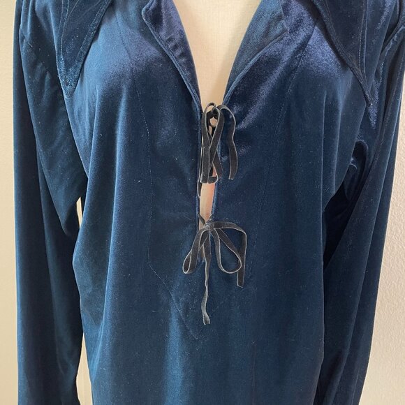 Lip Service Womens Large Top Velvet Lace Up Long Sleeve Y2K Vintage Goth - Picture 5 of 13